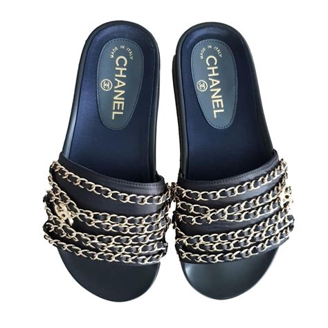 chanel black slide|chanel black slide sandals.